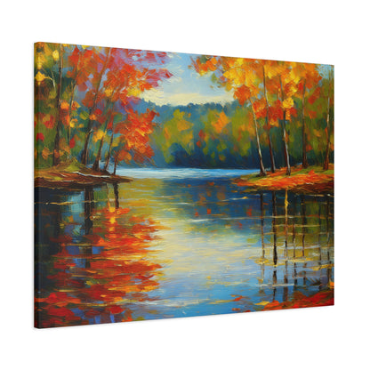 Fall Changing Leaves on a Lake Canvas Print | Style 2 | Wall Art | Wall Print | Fall Decor