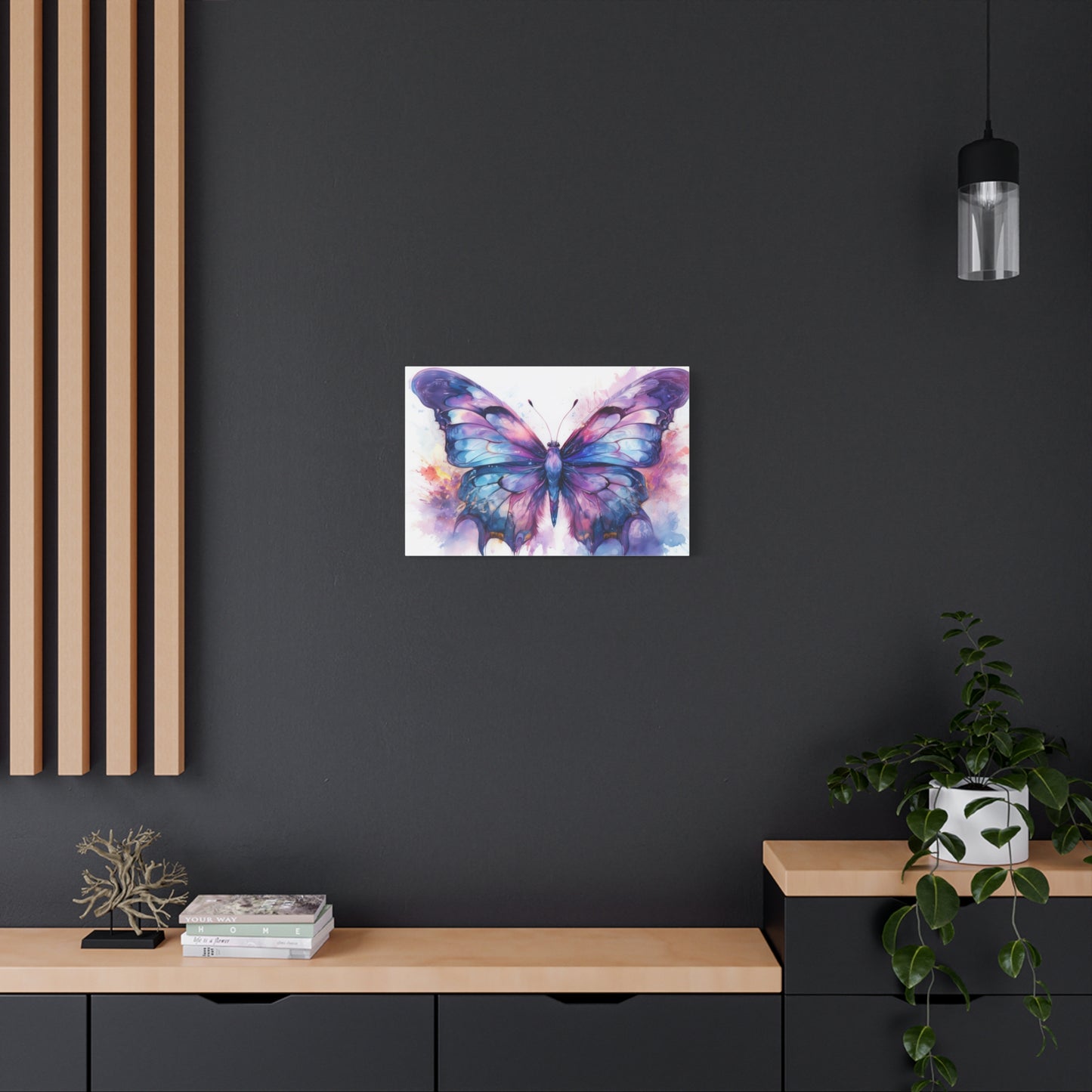 Blue & Purple Butterfly Alcohol Ink Canvas Art | Butterfly Decor | Wall Art | Wall Print