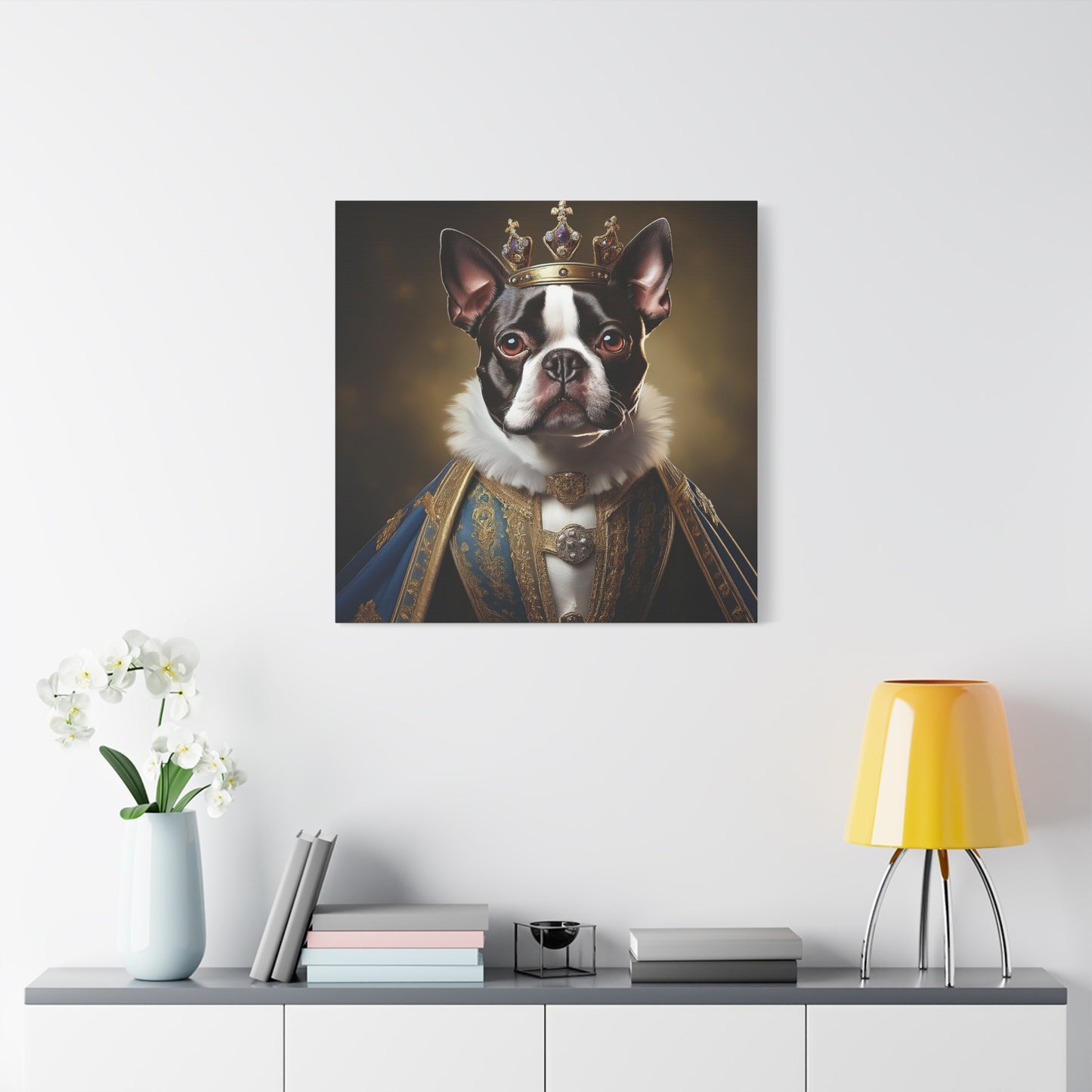 Boston Terrier Renaissance Pet Portrait on Canvas, wall print, wall art, dog portrait, dog art