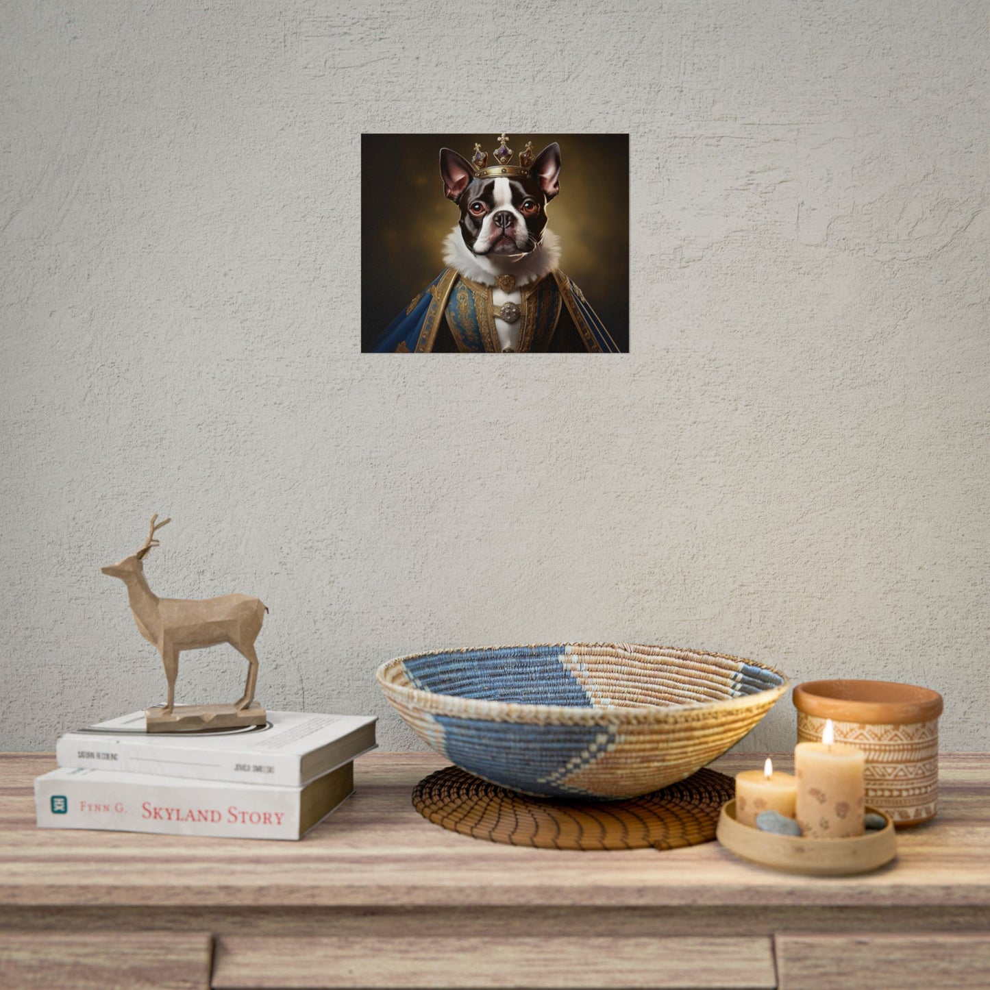 Boston Terrier Renaissance Dog Portrait Art Print, Wall Decor Gift, Animal Lover Home Decor, Dog Wall Art