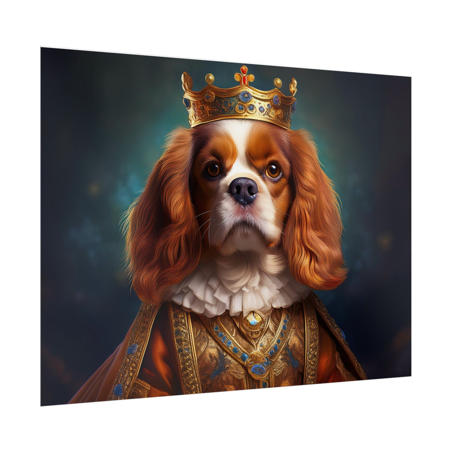 Cavalier King Charles Spaniel Art Pet Portrait Print, Renaissance, Wall Print, Wall Art