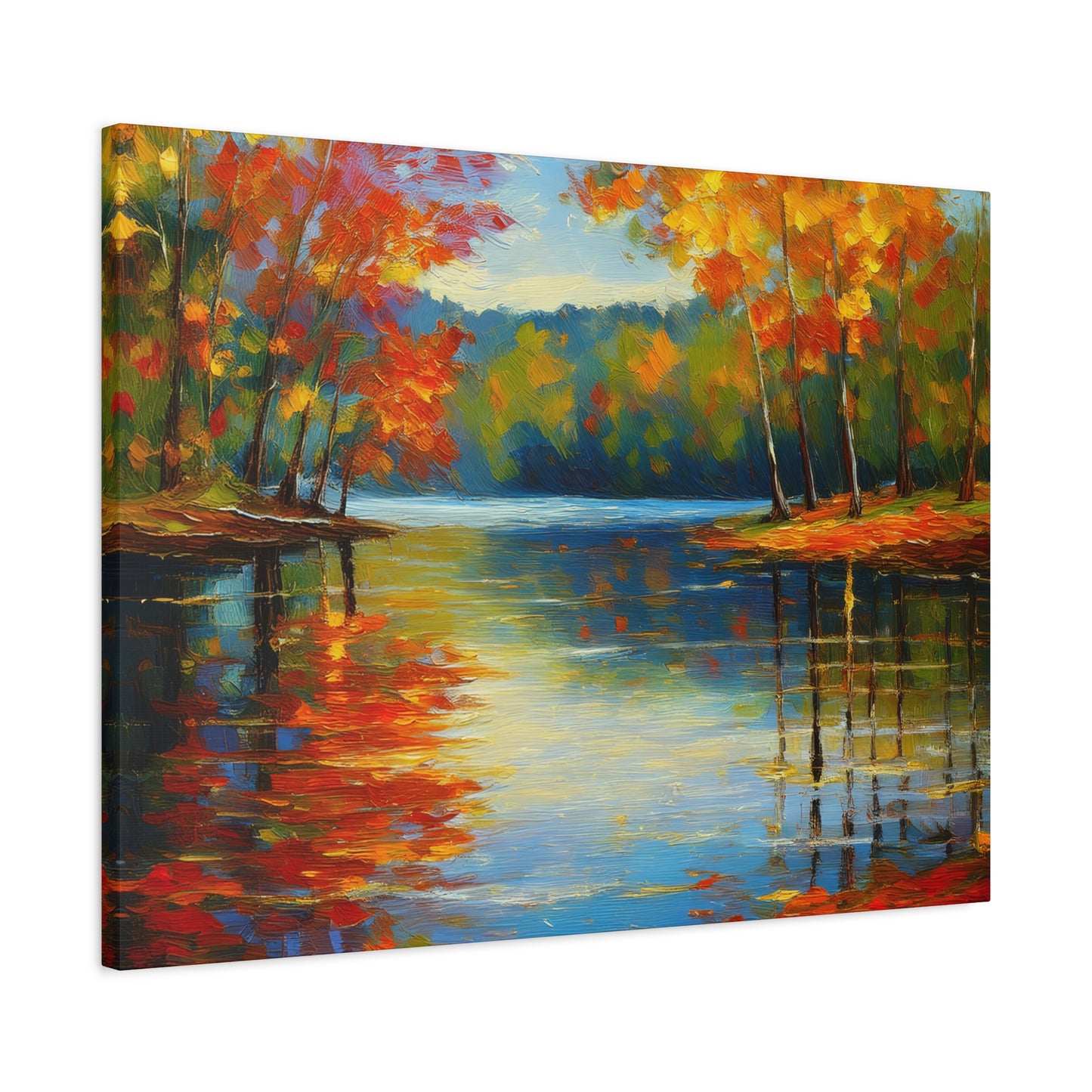 Fall Changing Leaves on a Lake Canvas Print | Style 2 | Wall Art | Wall Print | Fall Decor