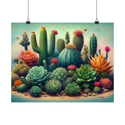 Abstract Cacti and Succulent Desert Garden Color Print | Wall Art | Wall Print