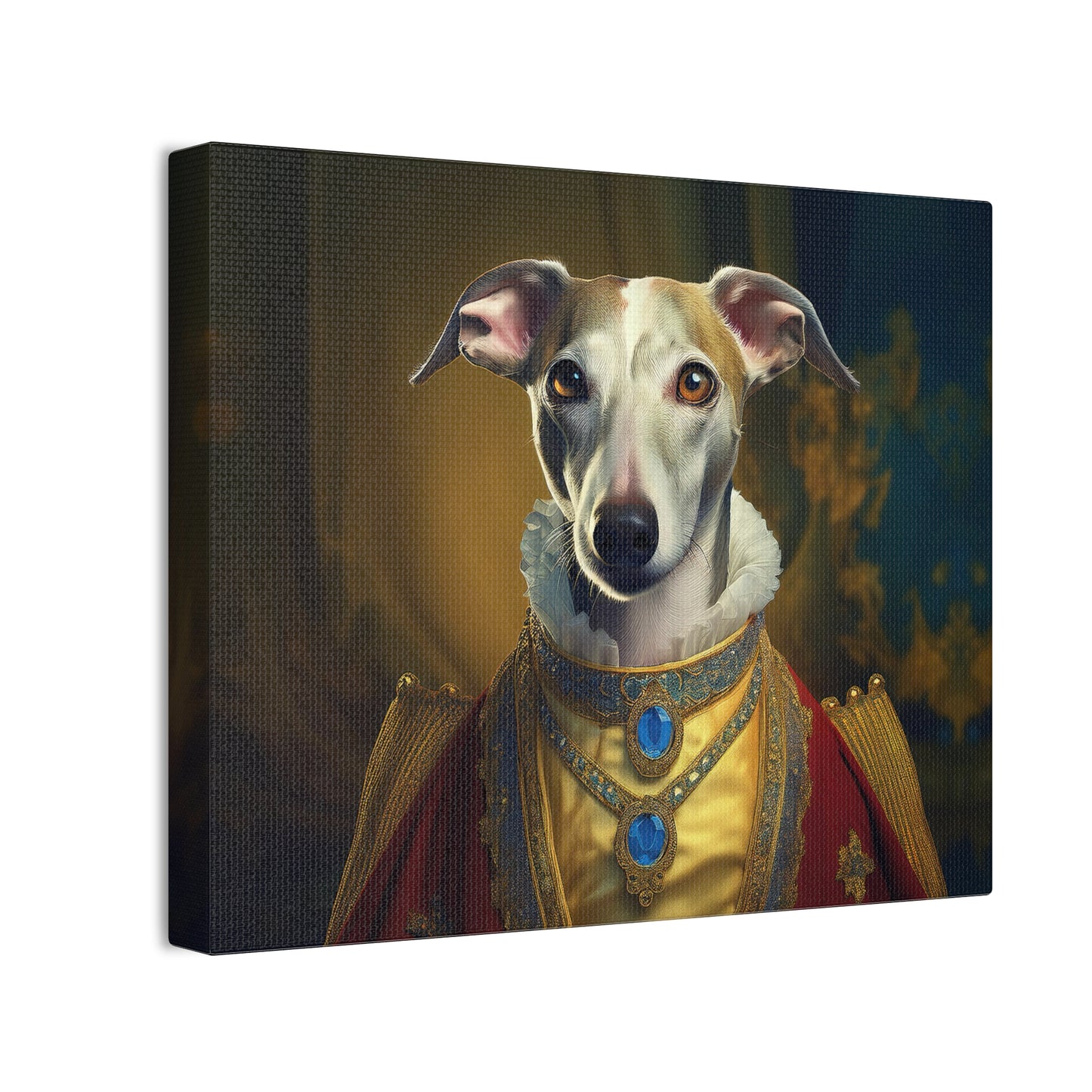 Whippet Pet Portrait Renaissance Print - Canvas, wall art, wall print, dog portrait, dog art