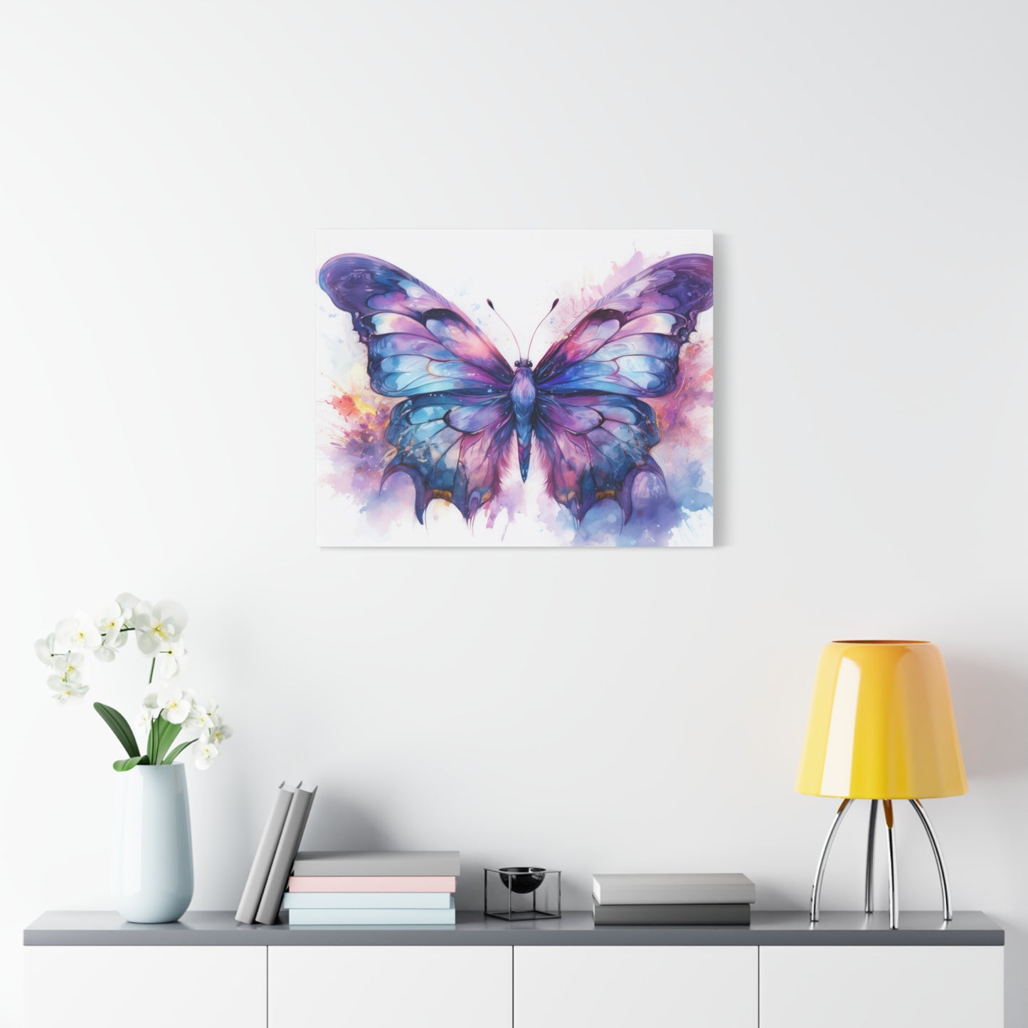 Blue & Purple Butterfly Alcohol Ink Canvas Art | Butterfly Decor | Wall Art | Wall Print