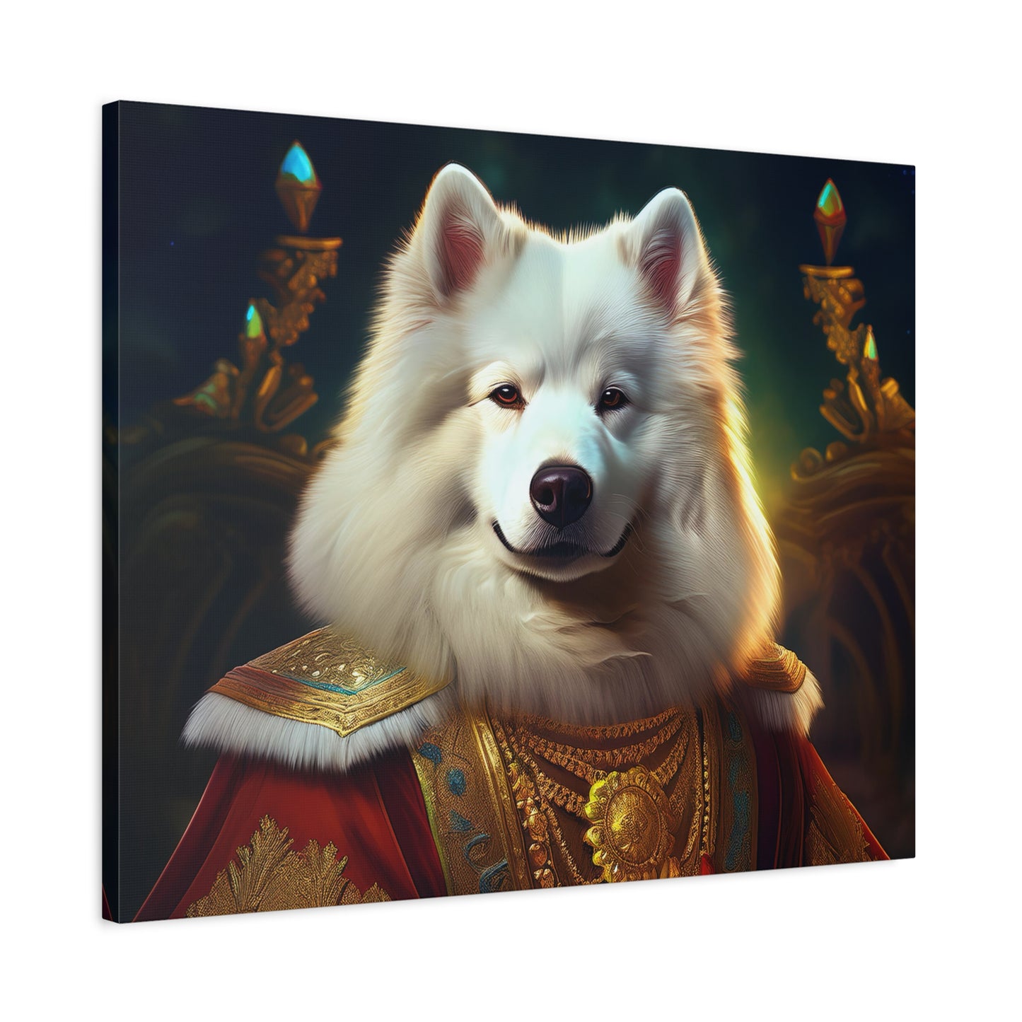Samoyed Renaissance Pet Portrait on Canvas, wall art, wall print, dog portrait, dog art