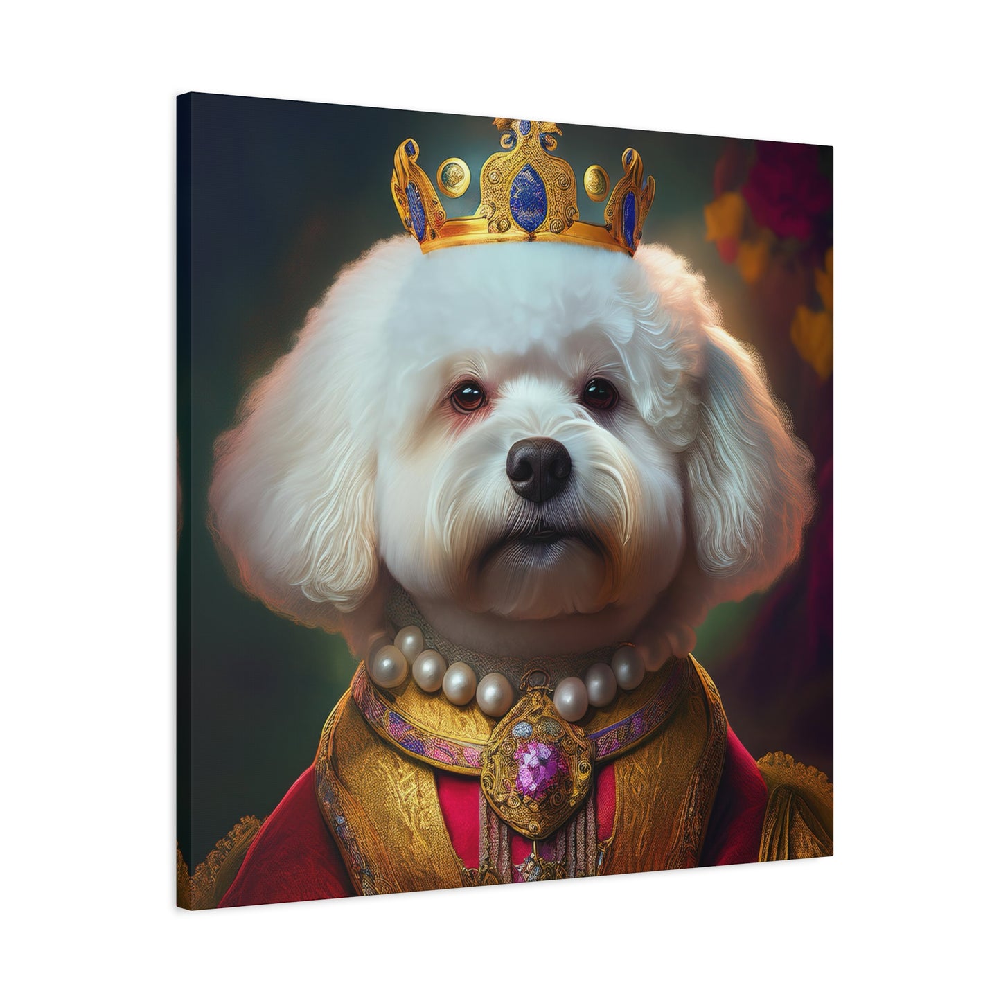Bichon Frise Renaissance Pet Portrait on Canvas | Wall art | wall print | Dog Art