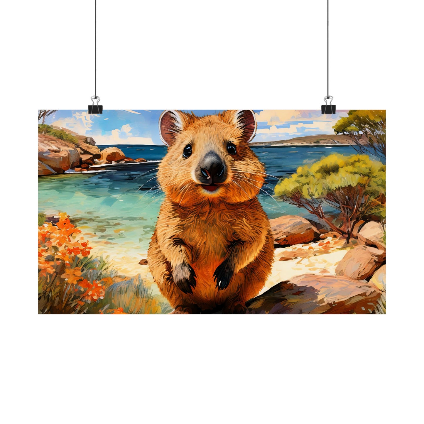 Quokkas at Rottnest Island Western Australia Print |  Unique Painting Print | Style 1 | Wall Art | Wall Print