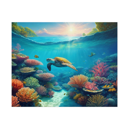 Turtle in the Great Barrier Reef  Australia Coastal Print | Style 1 | Wall Art | Wall Print