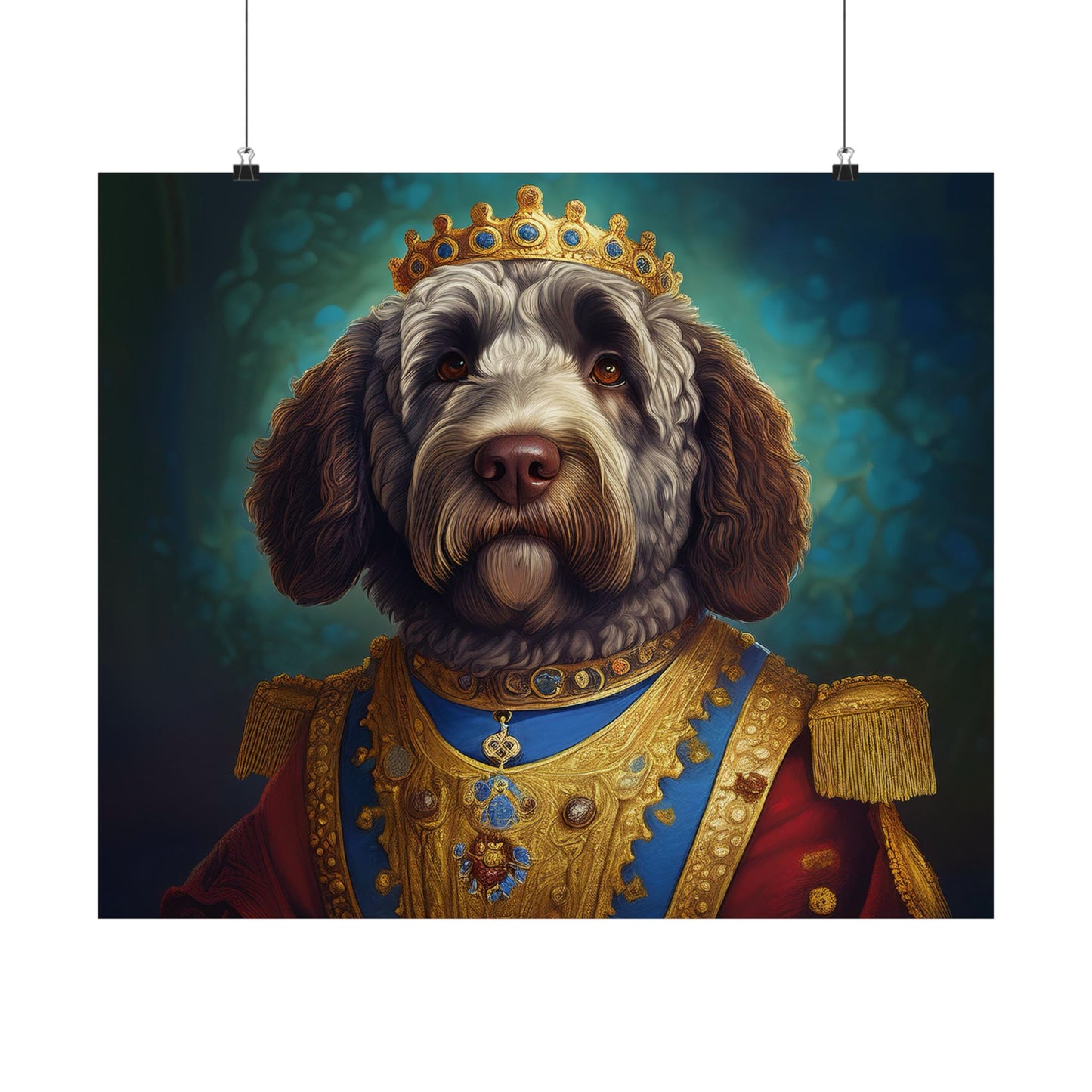 Portuguese Water Dog Renaissance Portrait Art Print, Wall Decor Gift, Animal Lover Home Decor, Dog Wall Art