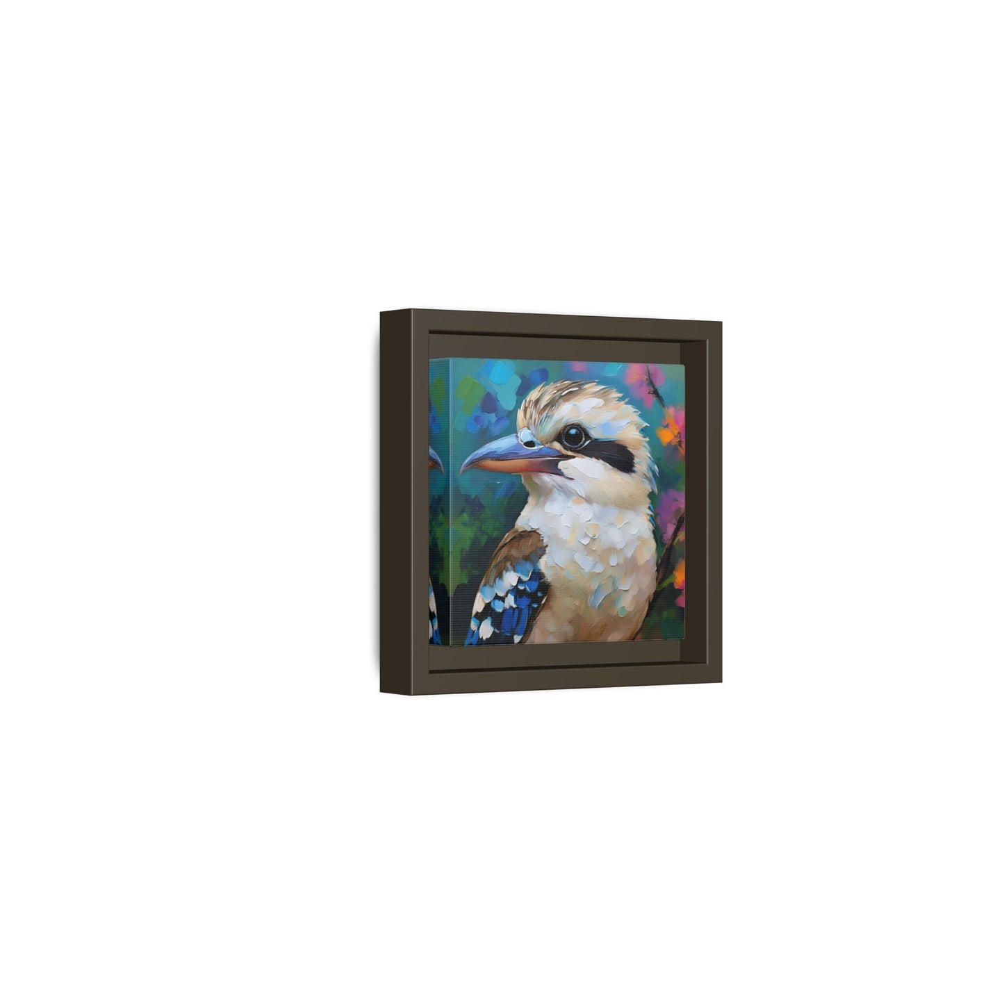 Kookaburra Australian Bird Oil Painting Framed Canvas Wall Art Print - Square Frame, Gallery Wrap, Bird Art, Home Decor, Gift for Bird