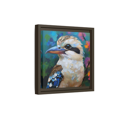 Kookaburra Australian Bird Oil Painting Framed Canvas Wall Art Print - Square Frame, Gallery Wrap, Bird Art, Home Decor, Gift for Bird