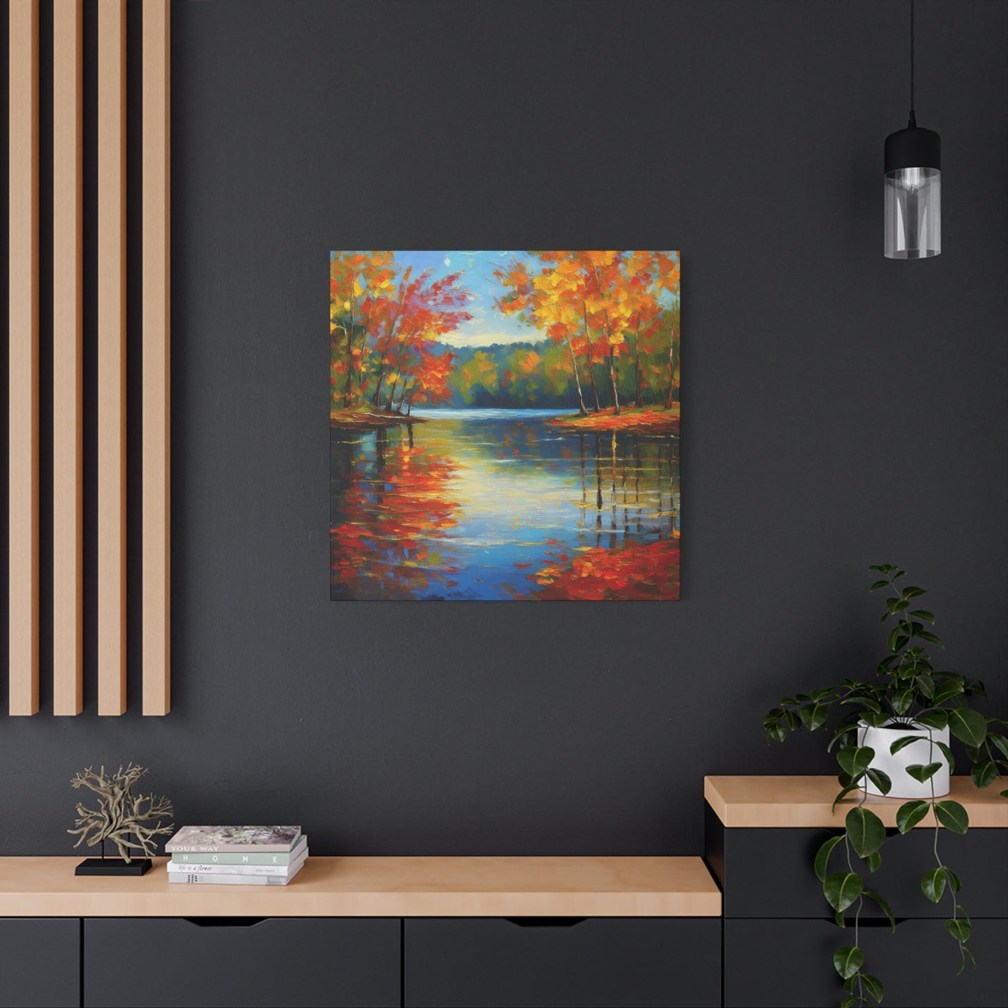Fall Changing Leaves on a Lake Canvas Print | Style 2 | Wall Art | Wall Print | Fall Decor
