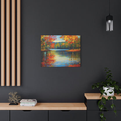 Fall Changing Leaves on a Lake Canvas Print | Style 2 | Wall Art | Wall Print | Fall Decor