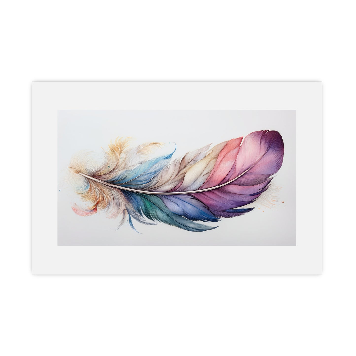 Rainbow Feather Watercolor Print - 1 | Vibrant Wall Art & Prints | Unique Home Decor | Wall Print | Wall Art