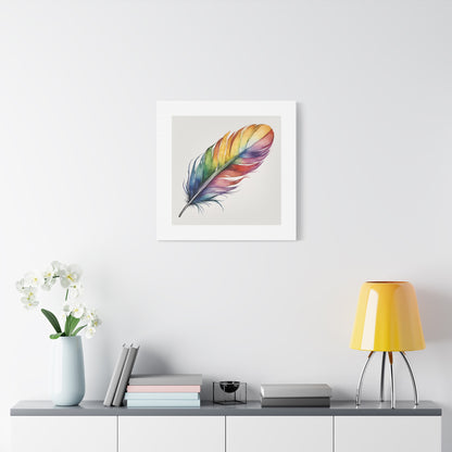 Rainbow Single Feather Watercolor Canvas Wall Art | Wall Print