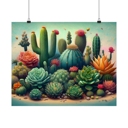 Abstract Cacti and Succulent Desert Garden Color Print | Wall Art | Wall Print