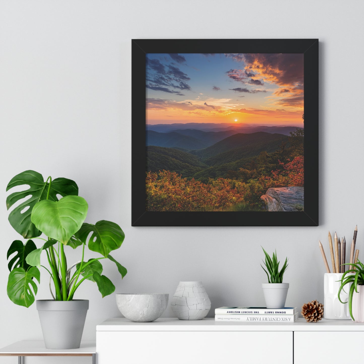 Sunset over Blue Ridge Mountains Fall Landscape Framed Print