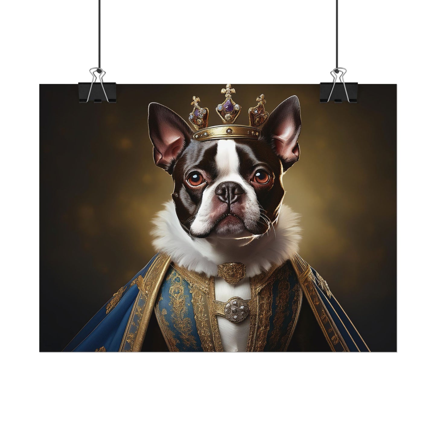 Boston Terrier Renaissance Dog Portrait Art Print, Wall Decor Gift, Animal Lover Home Decor, Dog Wall Art