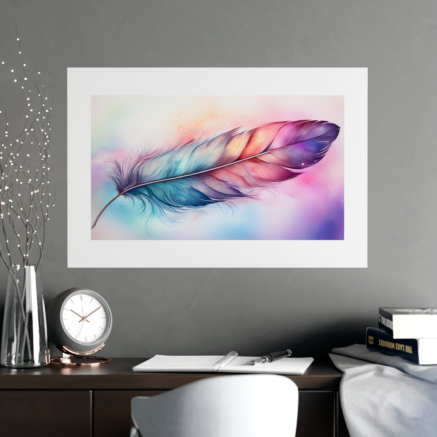 Rainbow Feather Watercolor Print - 4 | Wall Art | Wall Print