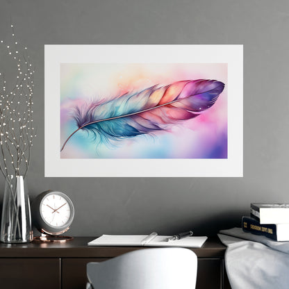 Rainbow Feather Watercolor Print - 4 | Wall Art | Wall Print