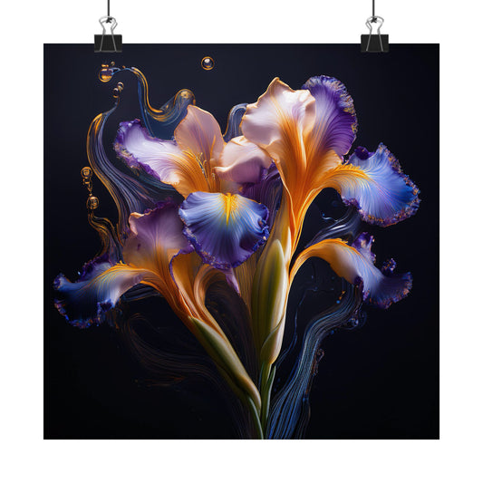 Abstract Square Floral Iris Wall Art Print | Style 3 | Wall Print | Wall Art | Botanical Art
