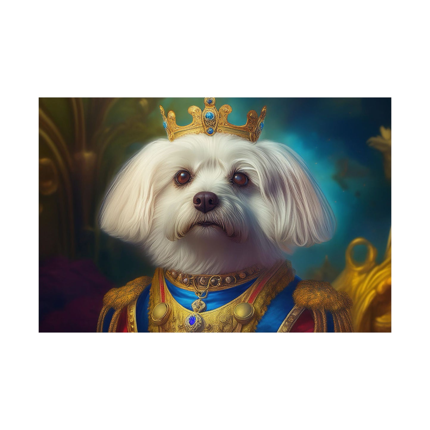 Maltese Renaissance Dog Portrait Wall Print | Art Print | Wall Decor | Dog Wall Art