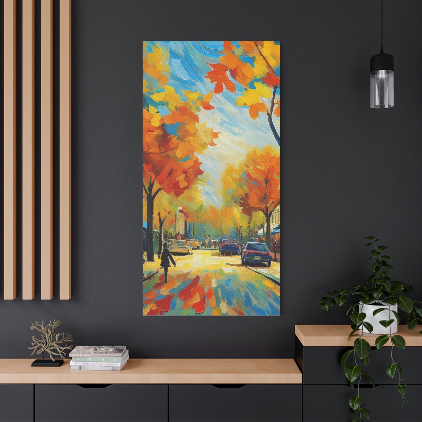 Fall Leaves In the City Painting Canvas Wall Art | Wall Art | Wall Print