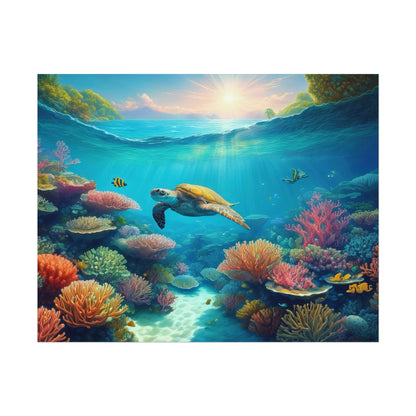 Turtle in the Great Barrier Reef  Australia Coastal Print | Style 1 | Wall Art | Wall Print
