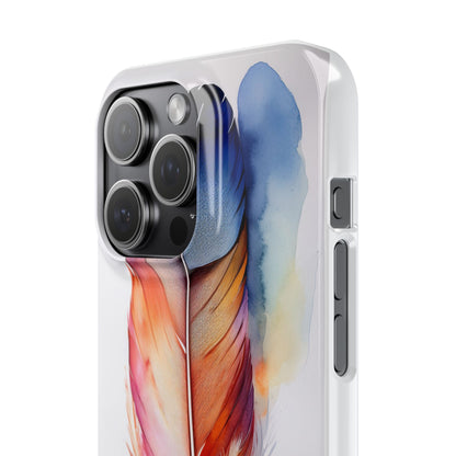 Rainbow Watercolor Feather Slim Phone Case