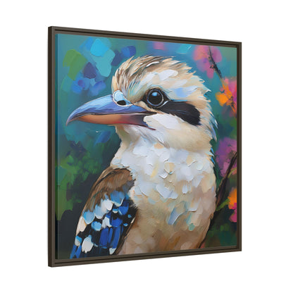 Kookaburra Australian Bird Oil Painting Framed Canvas Wall Art Print - Square Frame, Gallery Wrap, Bird Art, Home Decor, Gift for Bird