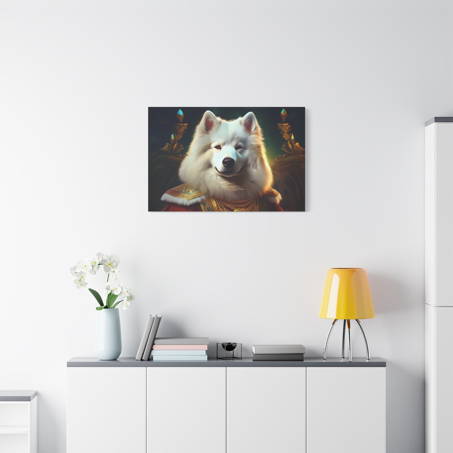 Samoyed Renaissance Pet Portrait on Canvas, wall art, wall print, dog portrait, dog art