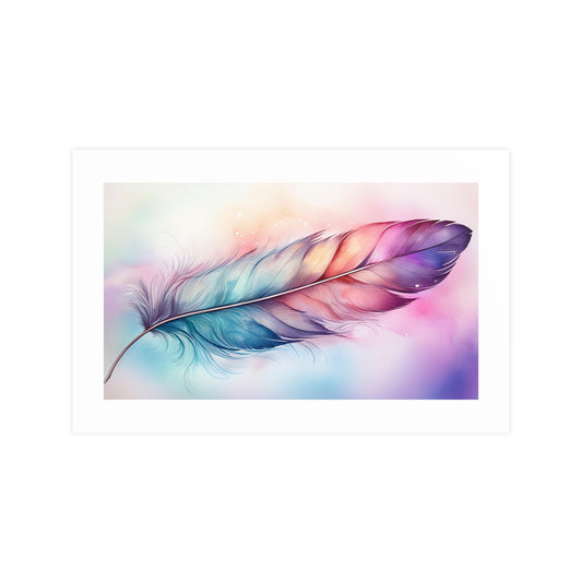 Rainbow Feather Watercolor Print - 4 | Wall Art | Wall Print