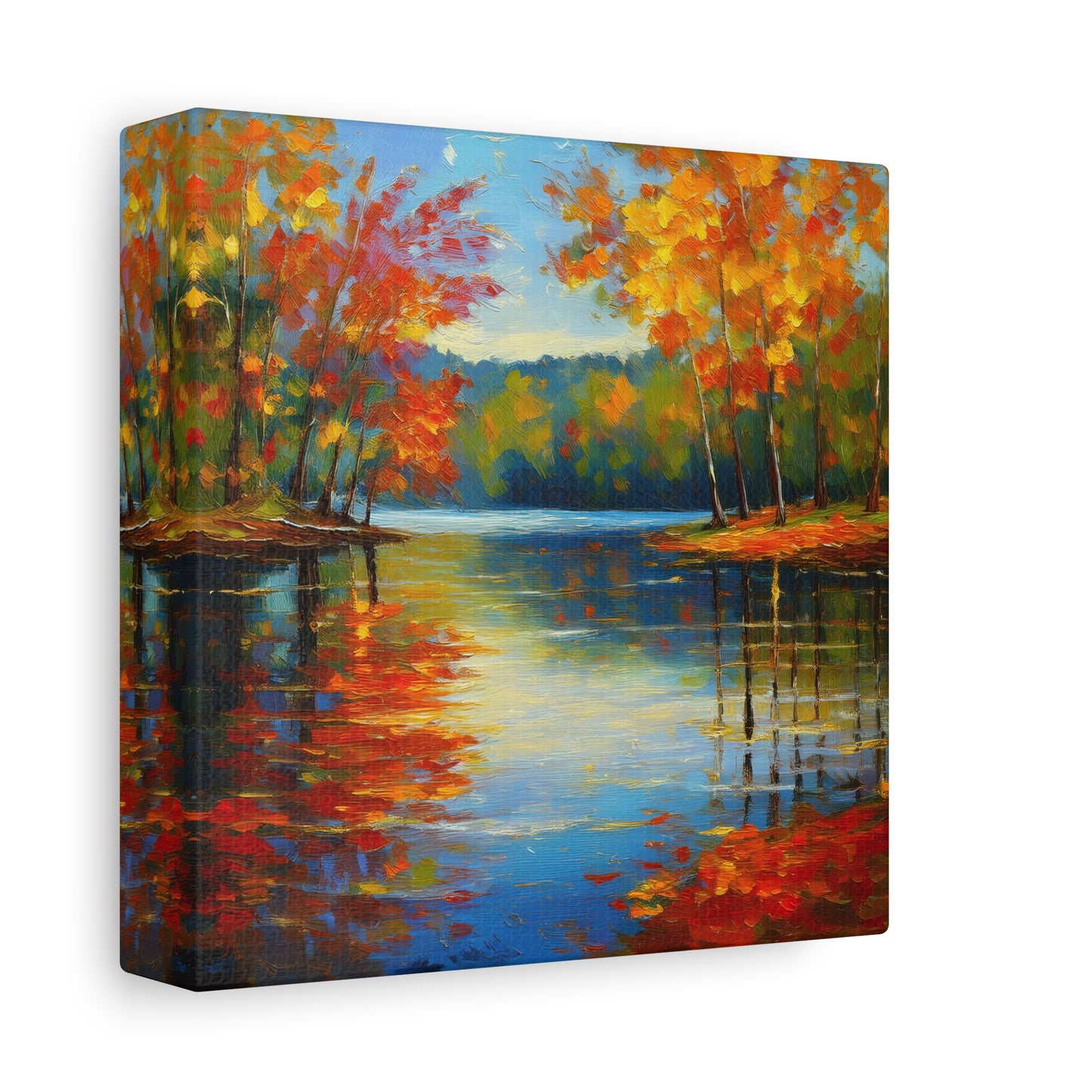 Fall Changing Leaves on a Lake Canvas Print | Style 2 | Wall Art | Wall Print | Fall Decor