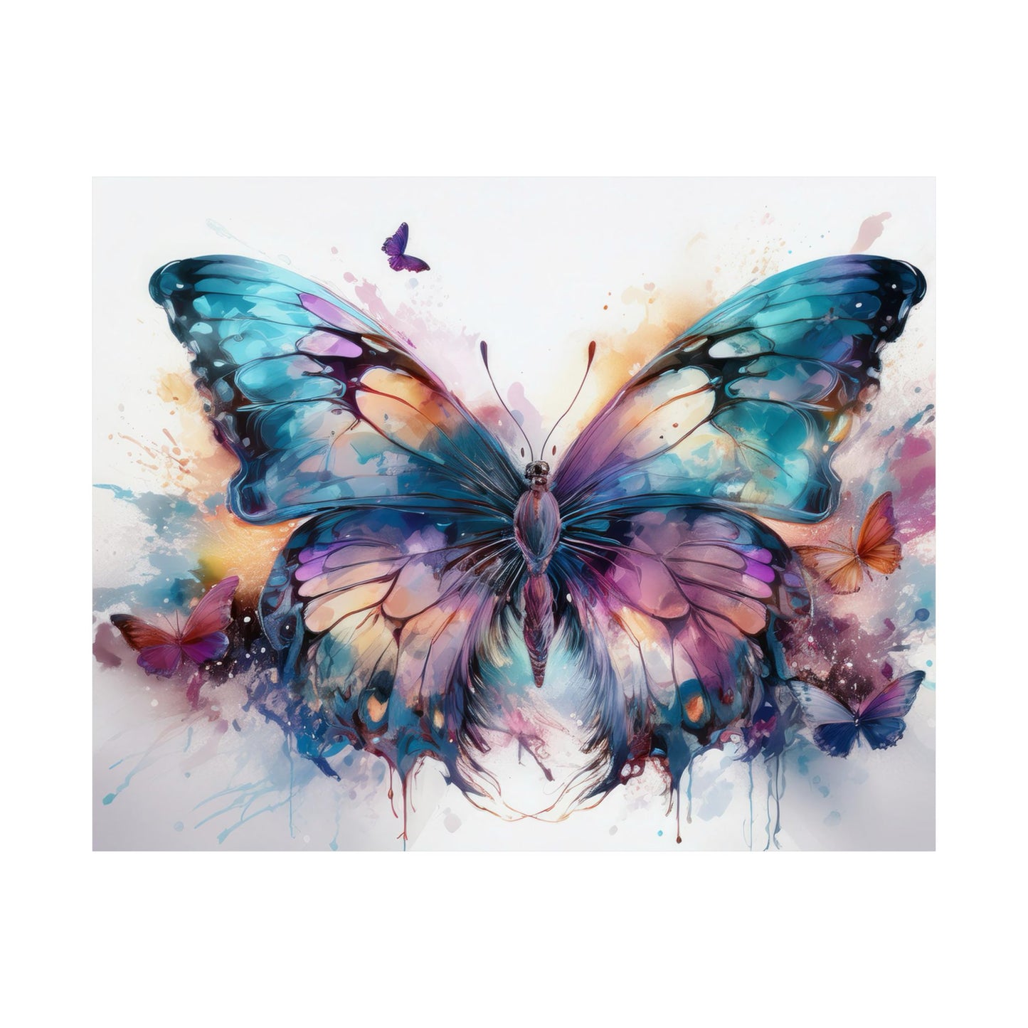 Teal, Orange & Purple Butterfly Alcohol Ink Wall Art | Butterfly wall art | Wall Art | Wall Print