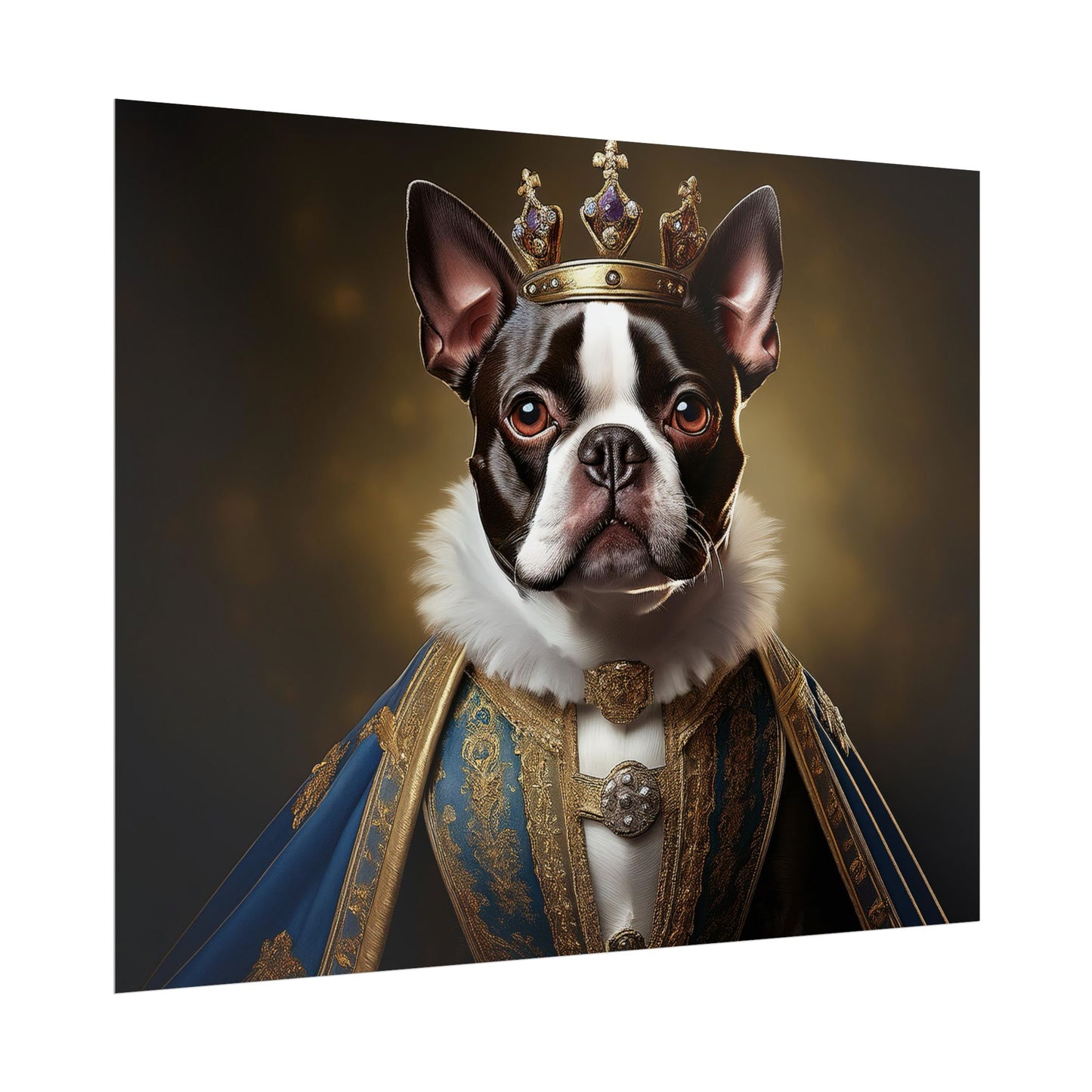 Boston Terrier Renaissance Dog Portrait Art Print, Wall Decor Gift, Animal Lover Home Decor, Dog Wall Art
