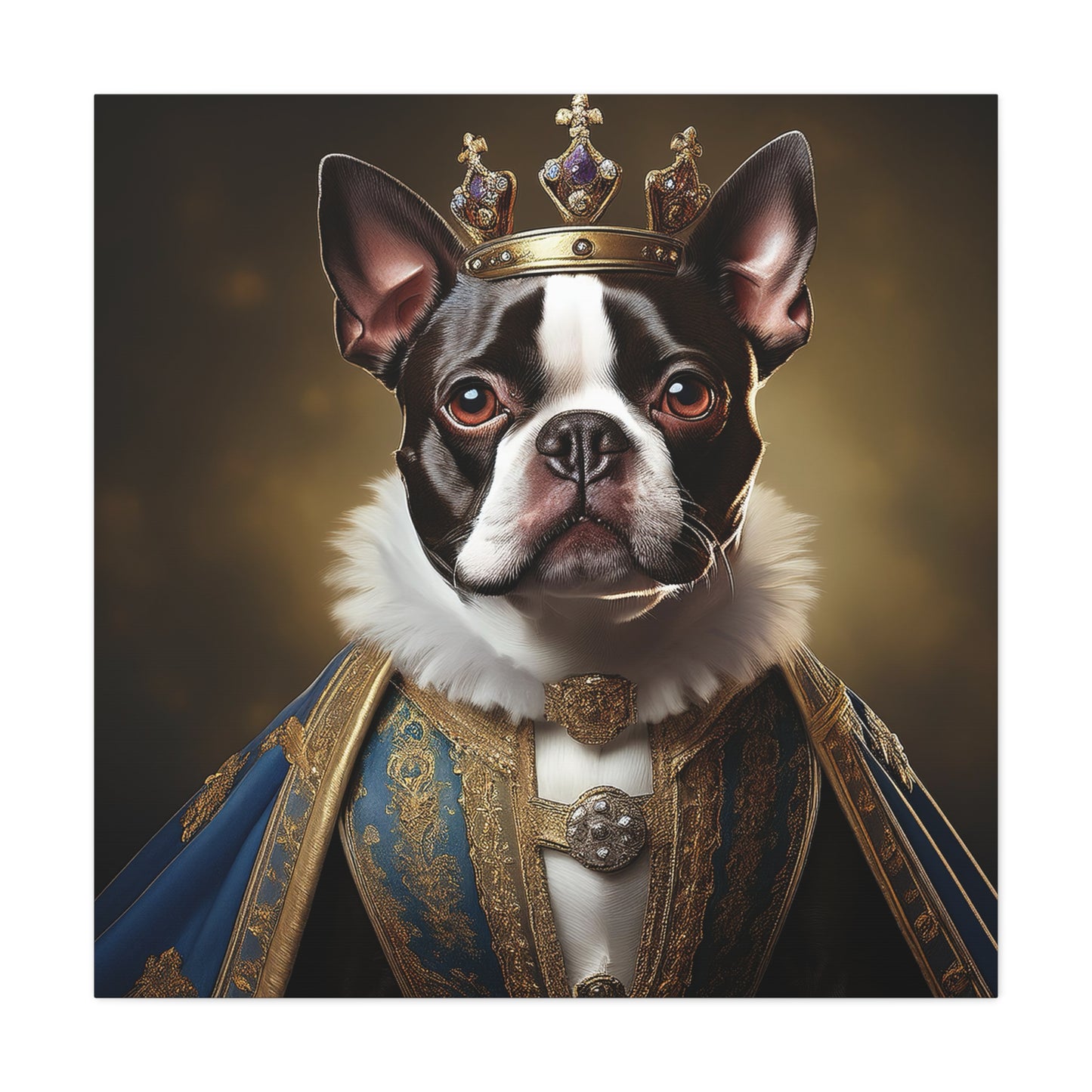 Boston Terrier Renaissance Pet Portrait on Canvas, wall print, wall art, dog portrait, dog art