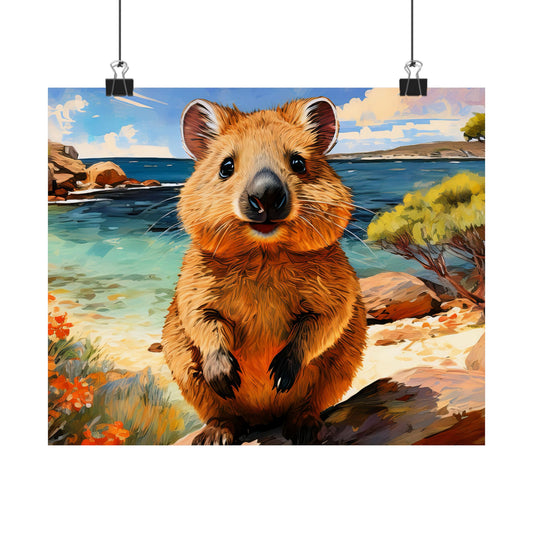 Quokkas at Rottnest Island Western Australia Print |  Unique Painting Print | Style 1 | Wall Art | Wall Print