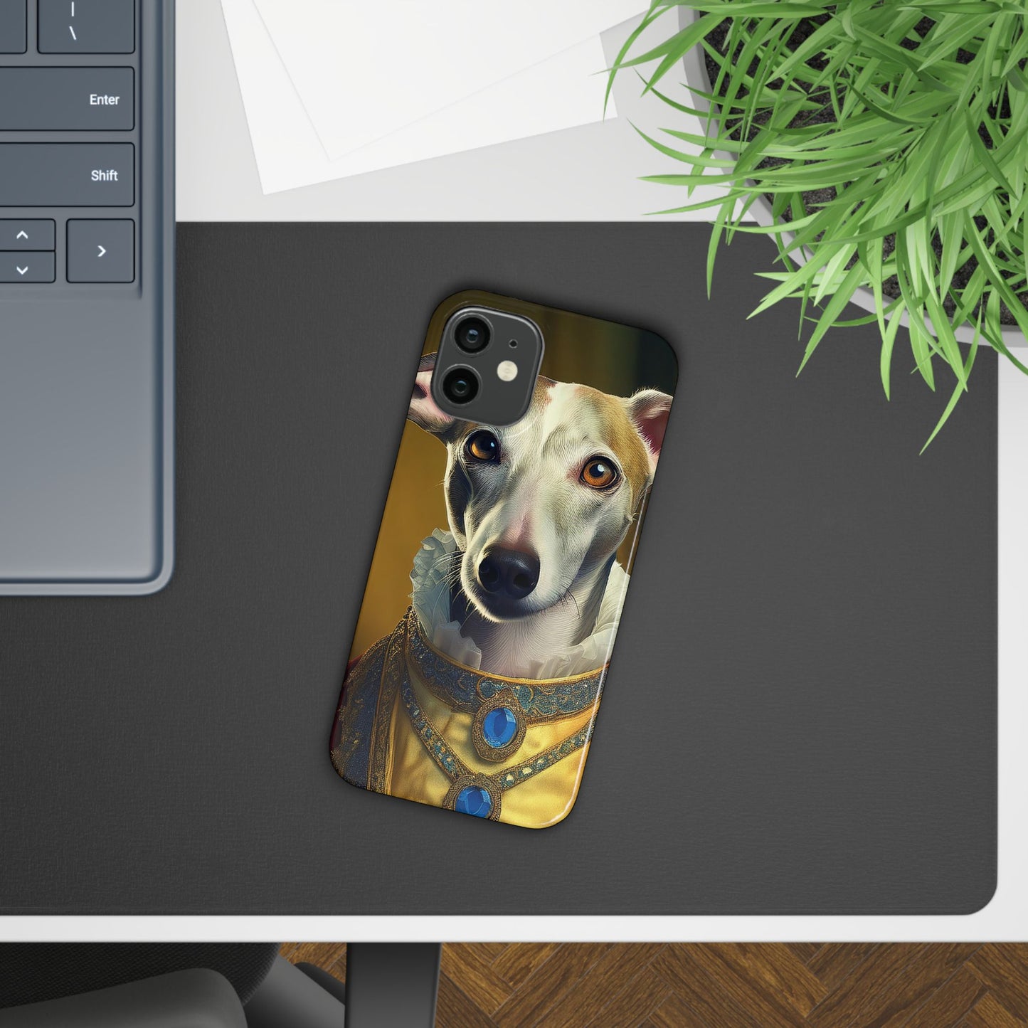 Whippet Renaissance Dog Portrait Slim Phone Case