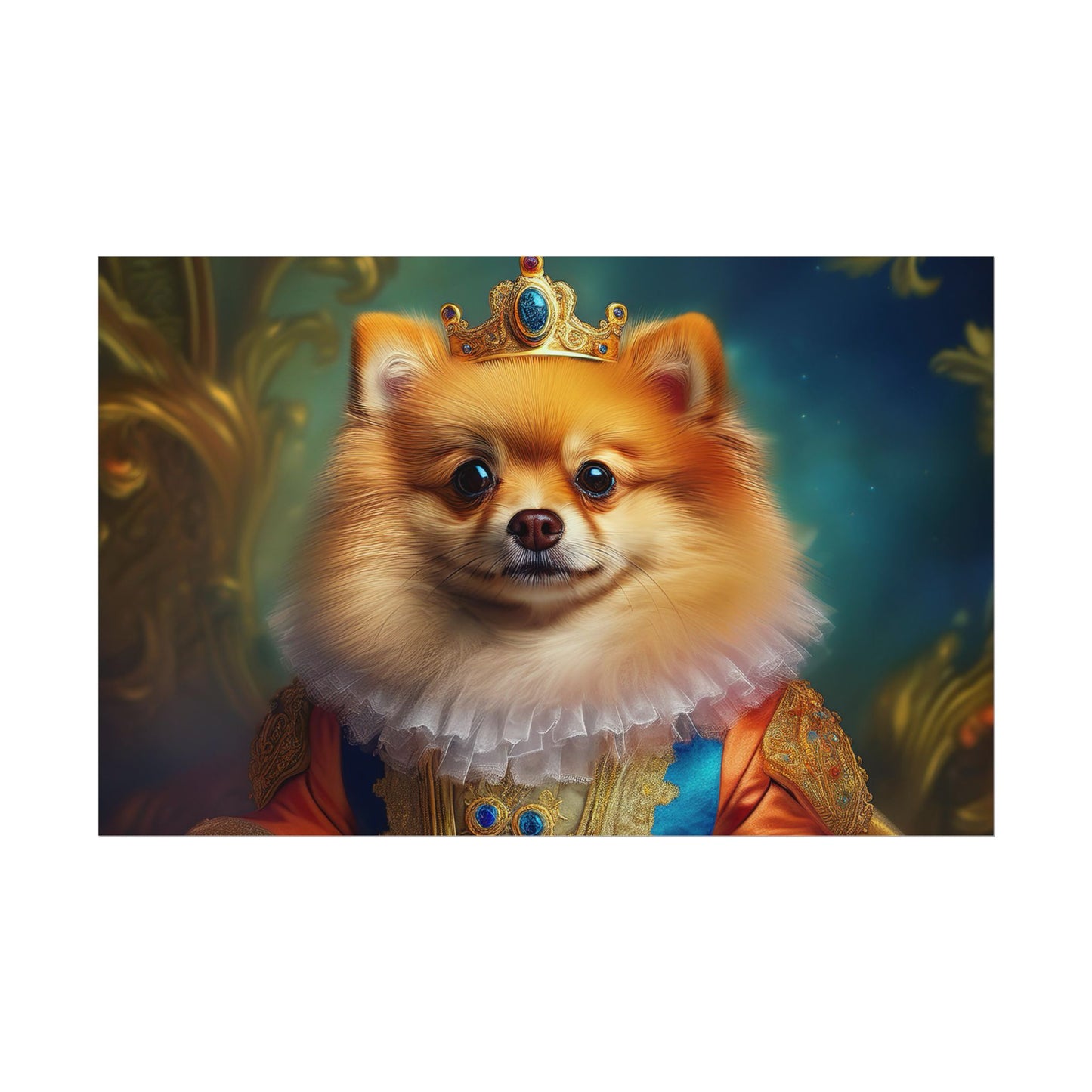 Pomeranian Renaissance Dog Portrait Art Print, Wall Decor Gift, Animal Lover Home Decor, Dog Wall Art