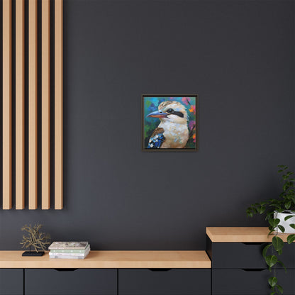 Kookaburra Australian Bird Oil Painting Framed Canvas Wall Art Print - Square Frame, Gallery Wrap, Bird Art, Home Decor, Gift for Bird