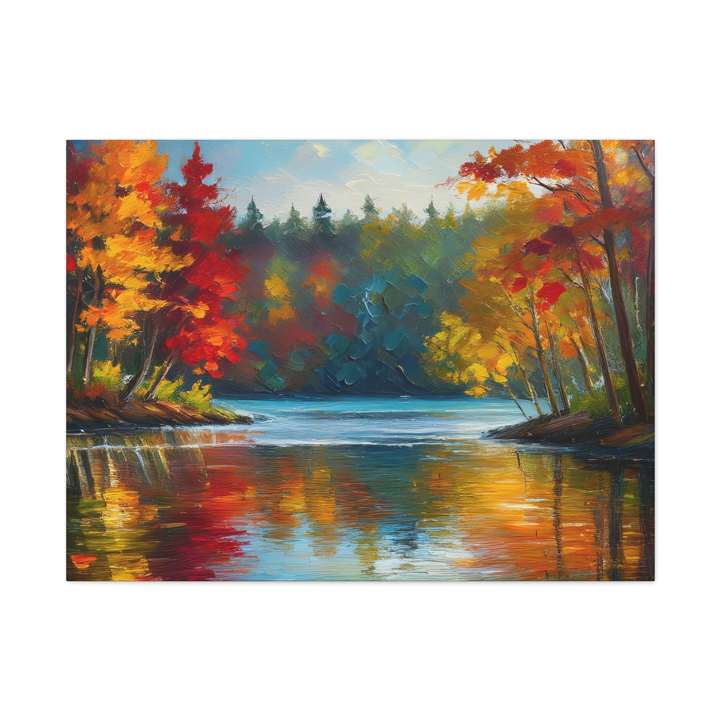 Fall Leaves on the Lake on Canvas | wall art |  wall print