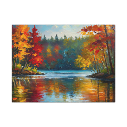 Fall Leaves on the Lake on Canvas | wall art |  wall print