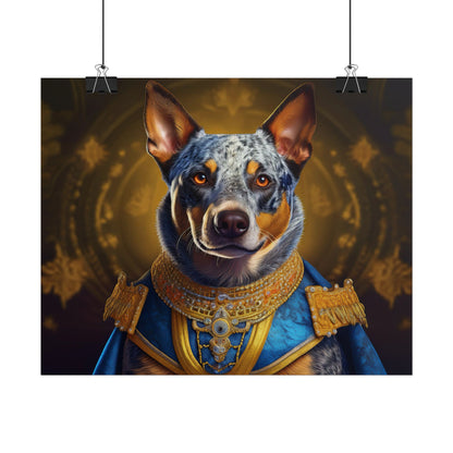 Australian Cattle Dog Renaissance Dog Portrait Wall Art | Art Print | Wall Decor Gift, Animal Lover Home Decor, Dog Wall Art
