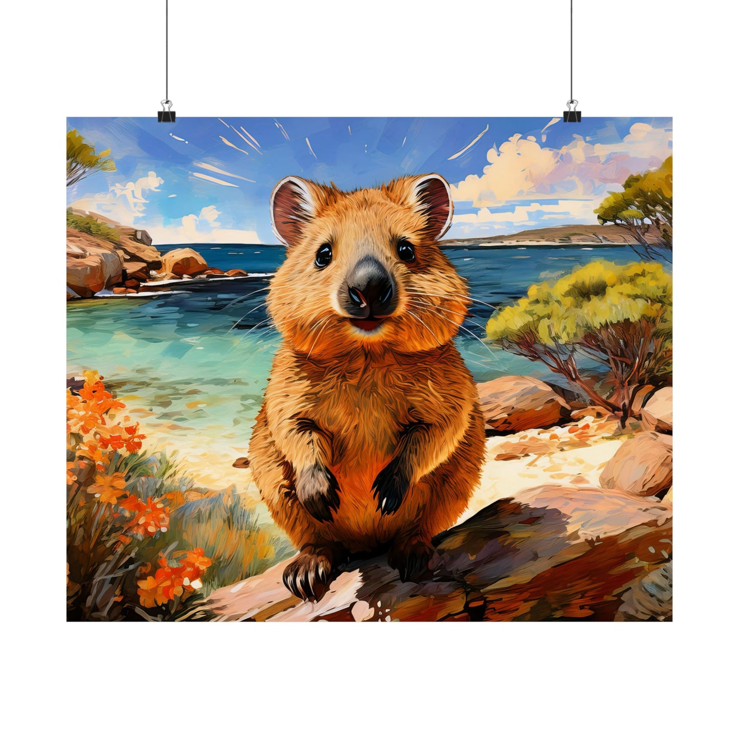 Quokkas at Rottnest Island Western Australia Print |  Unique Painting Print | Style 1 | Wall Art | Wall Print