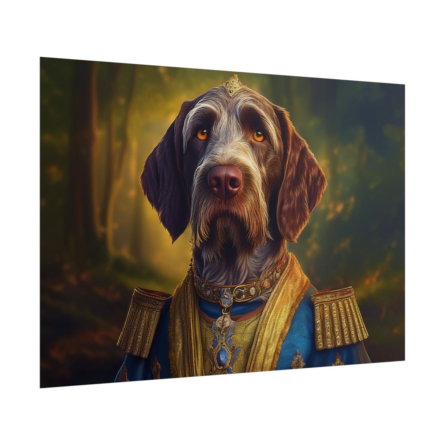 German Wirehaired Pointer Renaissance Pet Portrait Print, Pointer, Dog Lover Wall Art,  Dog Memorial Gift, wall art, wall print, dog print