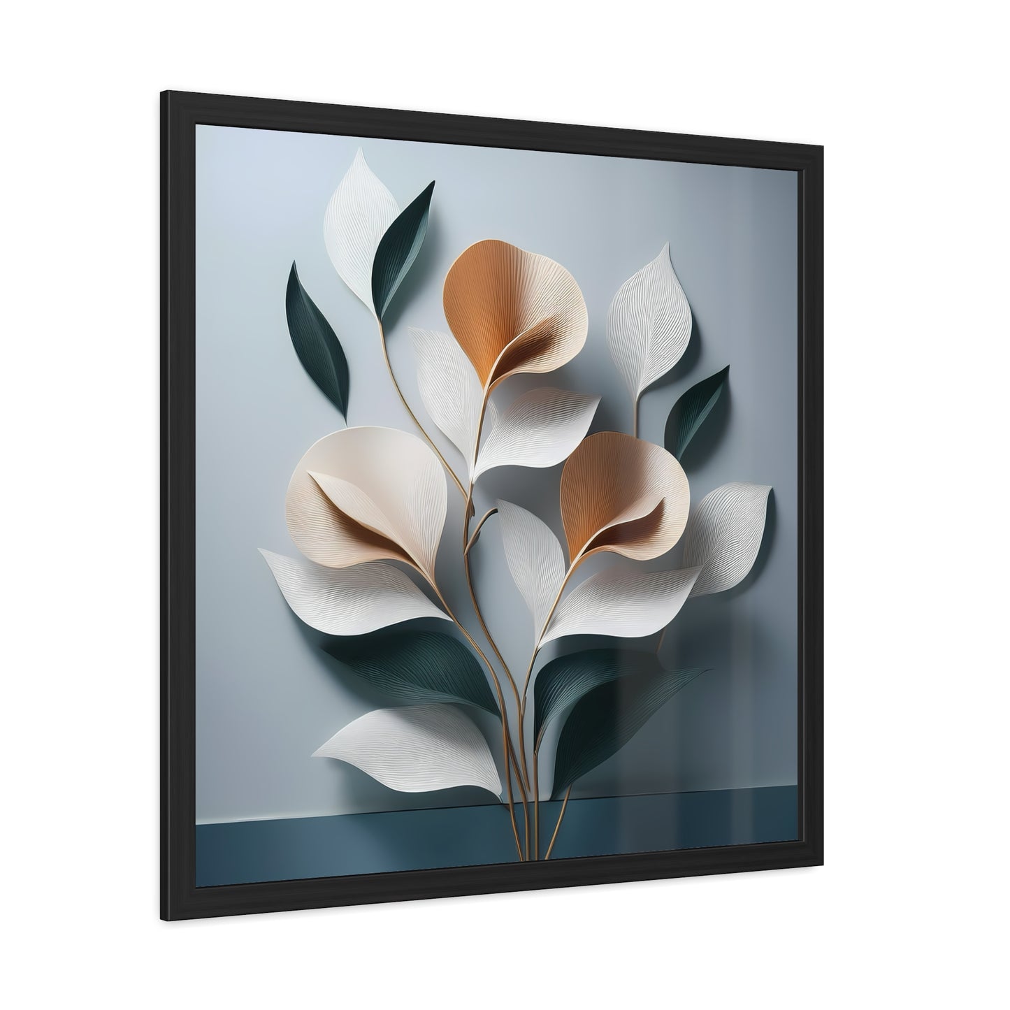 Minimalist Floral Square Framed Print - Blue