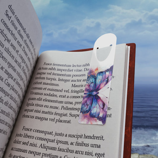 Vibrant Watercolor Purple Blue Butterfly Bookmark | Colorful Metal Page Marker | Gift for Book Lovers | Eco-Friendly Reading Accessory