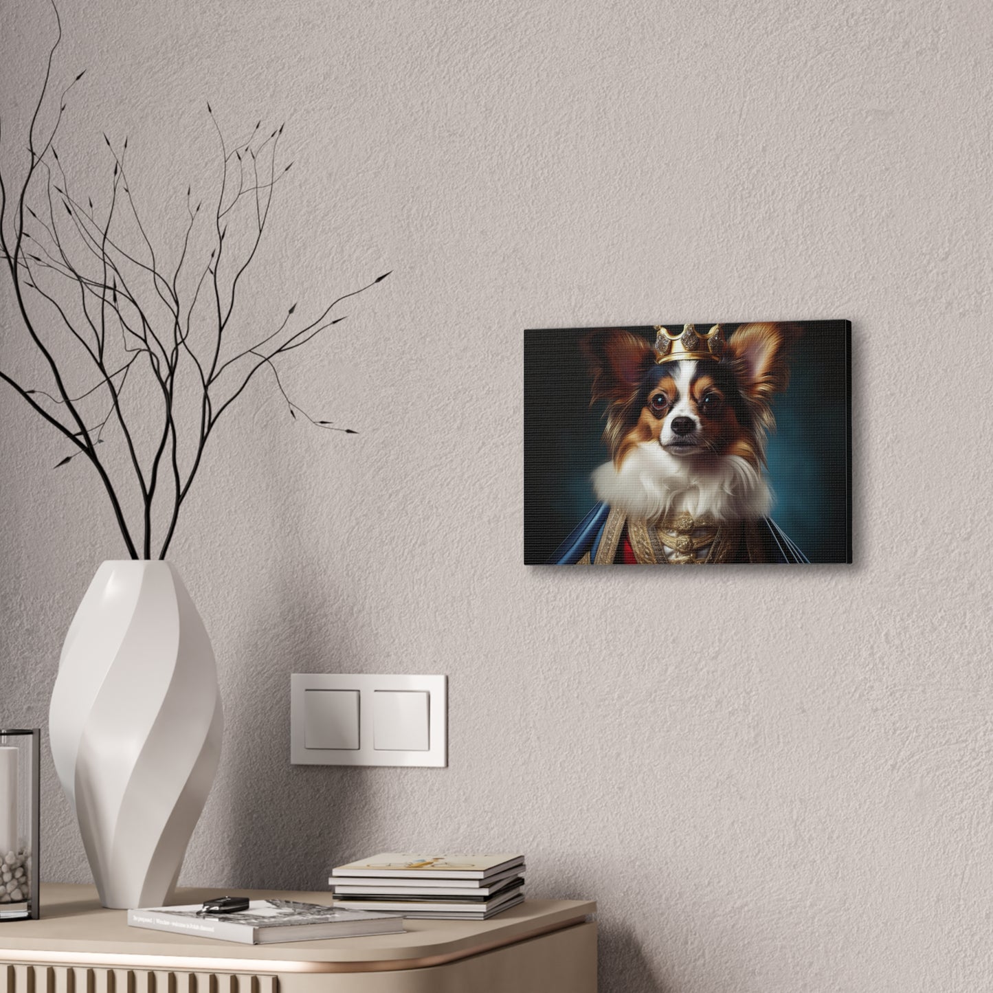 Papillon Pet Portrait Renaissance on Canvas, wall art, wall print, dog portrait, dog art