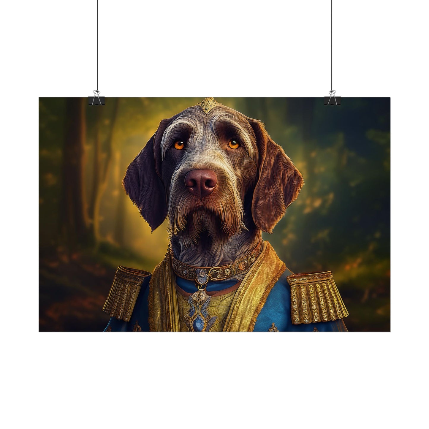 German Wirehaired Pointer Renaissance Pet Portrait Print, Pointer, Dog Lover Wall Art,  Dog Memorial Gift, wall art, wall print, dog print